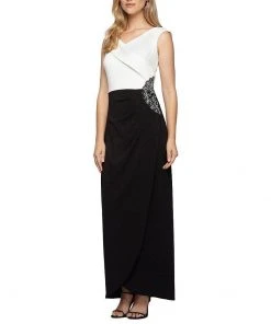 Alex Evenings - Side Embellished Crepe Long Dress 160088 Formal Gowns