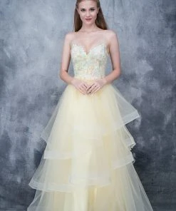 Formal Gowns Nina Canacci - 5121 Sweetheart Lace Beaded Ruffle Tier Gown
