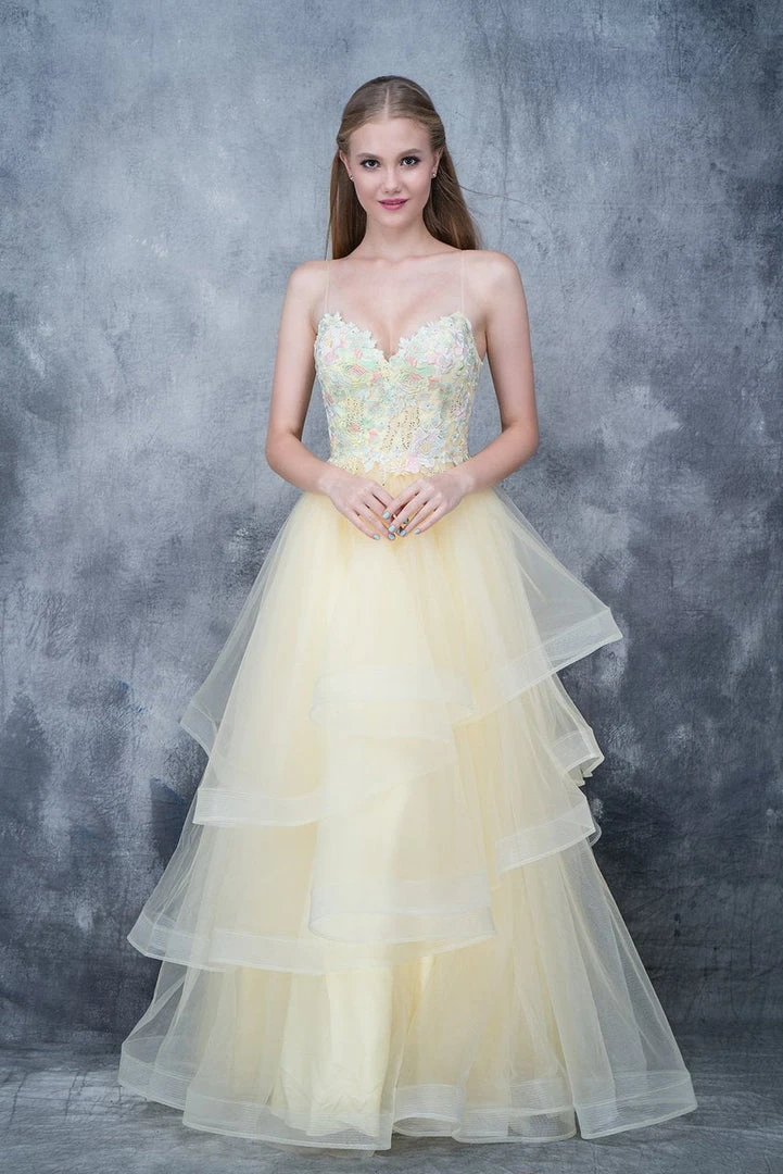 Formal Gowns Nina Canacci - 5121 Sweetheart Lace Beaded Ruffle Tier Gown 3 Formal Gowns Nina Canacci - 5121 Sweetheart Lace Beaded Ruffle Tier Gown