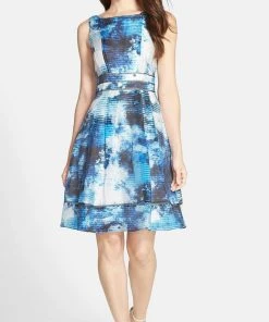 Cocktail Dresses Adrianna Papell - 12242570 Cloud Print Bateau Cocktail Dress