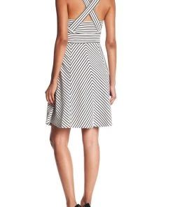 Adrianna Papell - 12255150 Sleeveless Striped Ottoman Knit Sundress Cocktail Dresses