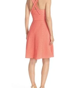 Adrianna Papell - 12255150 Sleeveless Striped Ottoman Knit Sundress Cocktail Dresses
