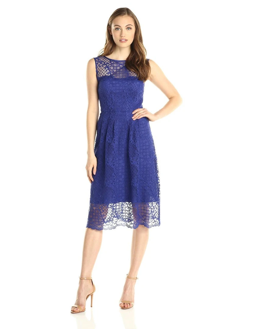 Adrianna Papell - 15250960 Bateau Neck Flare Lace Dress 3 Adrianna Papell - 15250960 Bateau Neck Flare Lace Dress
