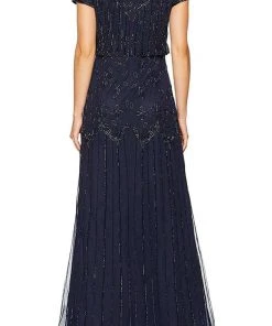 Adrianna Papell - 191906600 Embellished Mesh Blouson Evening Dress Formal Gowns