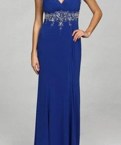 Adrianna Papell - 231M11860 Metallic Beaded Jersey Gown Formal Gowns