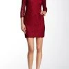 Cocktail Dresses Adrianna Papell - 41864780 Quarter Length Sleeve Lace Dress - 1 Pc Chianti In Size 6 Available