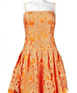 Adrianna Papell - 41893270 Crochet Overlay Short A-Line Dress