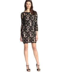 Adrianna Papell - 41895510 Crochet Lace Sheath Cocktail Dress Cocktail Dresses