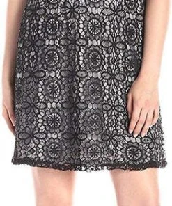 Adrianna Papell - 41908460 Sheer Accented Floral Crochet Lace Dress Cocktail Dresses