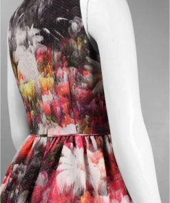 Adrianna Papell - 41912000 Printed Bateau Cocktail Dress Cocktail Dresses 7 Adrianna Papell - 41912000 Printed Bateau Cocktail Dress Cocktail Dresses