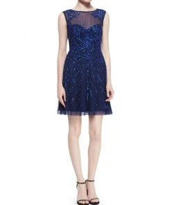 Cocktail Dresses Adrianna Papell - 54465630 Illusion Jewel Sequined Mesh Cocktail Dress