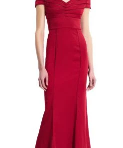 Formal Gowns Adrianna Papell - 81909150 Satin Sheath Dress - 1 Pc Cranberry In Size 6 Available
