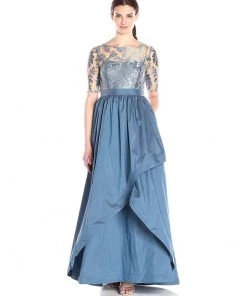 Adrianna Papell - 81920870 Lace Illusion Bateau Taffeta A-line Dress