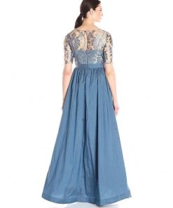 Adrianna Papell - 81920870 Lace Illusion Bateau Taffeta A-line Dress