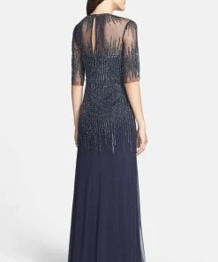 Adrianna Papell - 91896950 Embellished Illusion Jewel Sheath Gown Formal Gowns