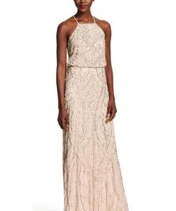 Formal Gowns Adrianna Papell - 91907930 Bedazzled Halter Blouson Sheath Dress