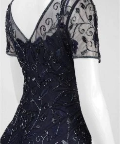 Adrianna Papell - 91918840 Beaded Illusion V-neck Sheath Dress