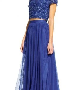 Adrianna Papell - 91922190 Two-Piece Sequined Short Sleeve Long Dress