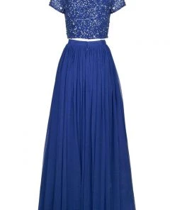 Adrianna Papell - 91922190 Two-Piece Sequined Short Sleeve Long Dress