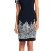 Adrianna Papell - AP1D100220 Printed Bateau A-line Dress Cocktail Dresses