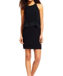 Adrianna Papell - AP1D100390 Sleeveless Halter Neck Sheath Dress Cocktail Dresses