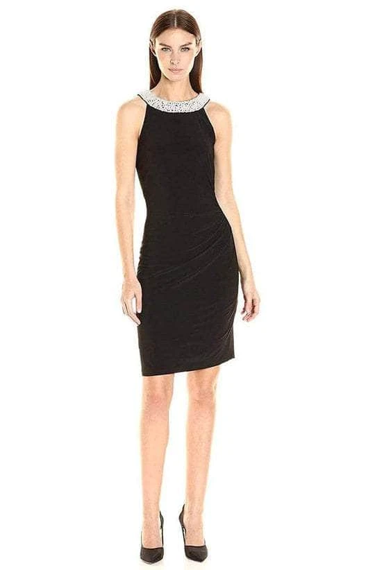 Adrianna Papell - AP1D100522 Sleeveless Halter Neck Short Dress - 1 Pc Black In Size 12 Available 3 Adrianna Papell - AP1D100522 Sleeveless Halter Neck Short Dress - 1 Pc Black In Size 12 Available