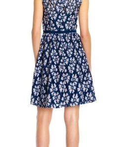 Cocktail Dresses Adrianna Papell - AP1D100671 Jewel Neck Floral Dress