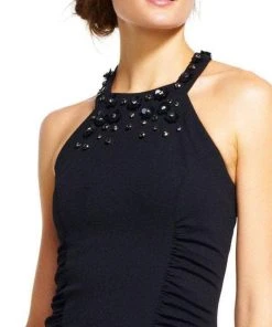 Adrianna Papell - AP1D100855 Embellished Halter Sheath Dress Cocktail Dresses