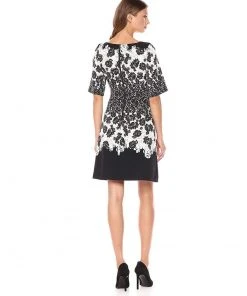 Adrianna Papell - AP1D101503 Lace Print Bateau Cocktail Dress Cocktail Dresses