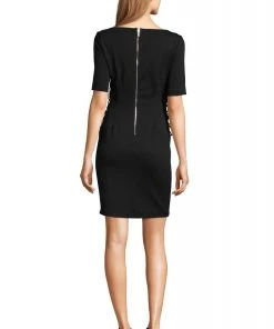 Adrianna Papell - AP1D101827 Side Lace Up Bateau Cocktail Dress Cocktail Dresses