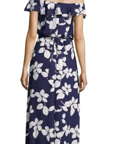 Adrianna Papell - AP1D102274 Floral Off-Shoulder Evening Dress 8 Adrianna Papell - AP1D102274 Floral Off-Shoulder Evening Dress
