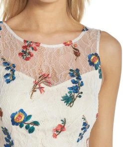 Cocktail Dresses Adrianna Papell - AP1D102745 Floral Chantilly Lace Sheath Dress