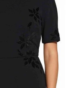 Adrianna Papell - AP1D103623 Short Sleeves Velvet Appliqued Jumpsuit Plus Size Dresses 8 Adrianna Papell - AP1D103623 Short Sleeves Velvet Appliqued Jumpsuit Plus Size Dresses