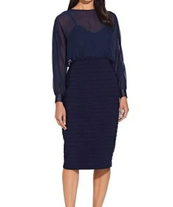 Adrianna Papell - AP1D103635 Illusion Blouson Bodice Bandage Dress Cocktail Dresses