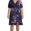 Adrianna Papell - AP1D103770 Floral Print V Neck A-Line Dress Cocktail Dresses 2 Adrianna Papell - AP1D103770 Floral Print V Neck A-Line Dress Cocktail Dresses