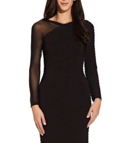 Adrianna Papell - AP1D103839 Long Sleeve Ribbed Fitted Dress