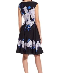Adrianna Papell - AP1D103848 Floral Print Chiffon A-Line Dress