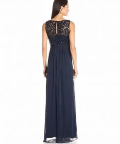 Adrianna Papell - AP1E200117 Embellished Bateau Tulle A-line Dress