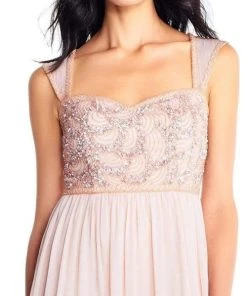 Adrianna Papell - AP1E200175 Bejeweled Semi-Sweetheart Chiffon Dress Formal Gowns