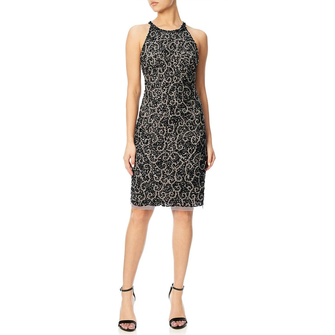 Adrianna Papell - AP1E200183 Swirl Motif Sheath Dress Cocktail Dresses 3 Adrianna Papell - AP1E200183 Swirl Motif Sheath Dress Cocktail Dresses