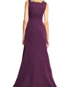 Adrianna Papell - AP1E200412 V-neck A-line Dress With Train