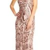 Adrianna Papell AP1E200620 Sleeveless Sheer Sequined Long Dress Formal Gowns