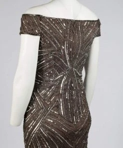 Adrianna Papell - AP1E201100 Sequined Off-Shoulder Sheath Dress