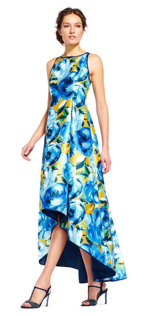 Formal Gowns Adrianna Papell - AP1E201125 Floral Print Pleated Front High Low Dress 3 Formal Gowns Adrianna Papell - AP1E201125 Floral Print Pleated Front High Low Dress