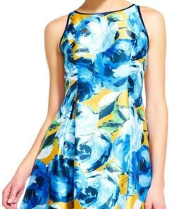 Formal Gowns Adrianna Papell - AP1E201125 Floral Print Pleated Front High Low Dress 7 Formal Gowns Adrianna Papell - AP1E201125 Floral Print Pleated Front High Low Dress