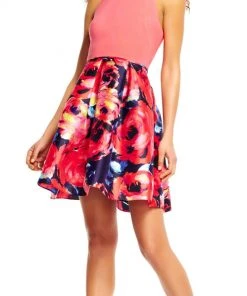 Cocktail Dresses Adrianna Papell - AP1E201127 Floral Halter A-Line Cocktail Dress