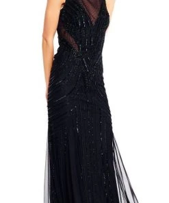 Adrianna Papell - AP1E201343 Illusion Cutout Back Beaded Mesh Gown