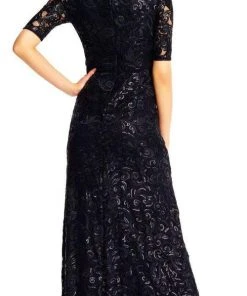 Formal Gowns Adrianna Papell - AP1E201418 Sequin Lace Embroidered Swirl Mesh Dress