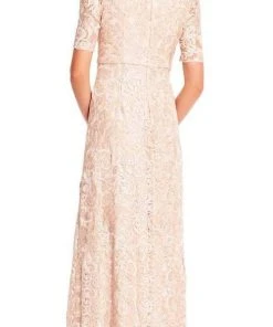 Formal Gowns Adrianna Papell - AP1E201418 Sequin Lace Embroidered Swirl Mesh Dress
