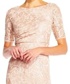 Formal Gowns Adrianna Papell - AP1E201418 Sequin Lace Embroidered Swirl Mesh Dress